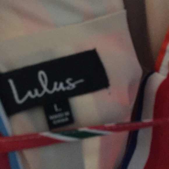 Lulu's Maxi Dress deep V neck multi Colored - Picture 4 of 5